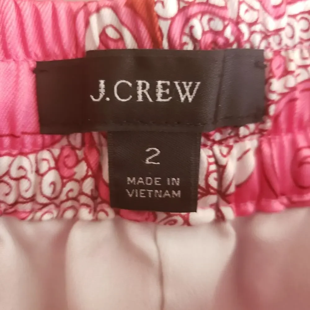 J Crew Lounge Pajama Pants Pink Silky Elastic Waist Drawstring Sz 2